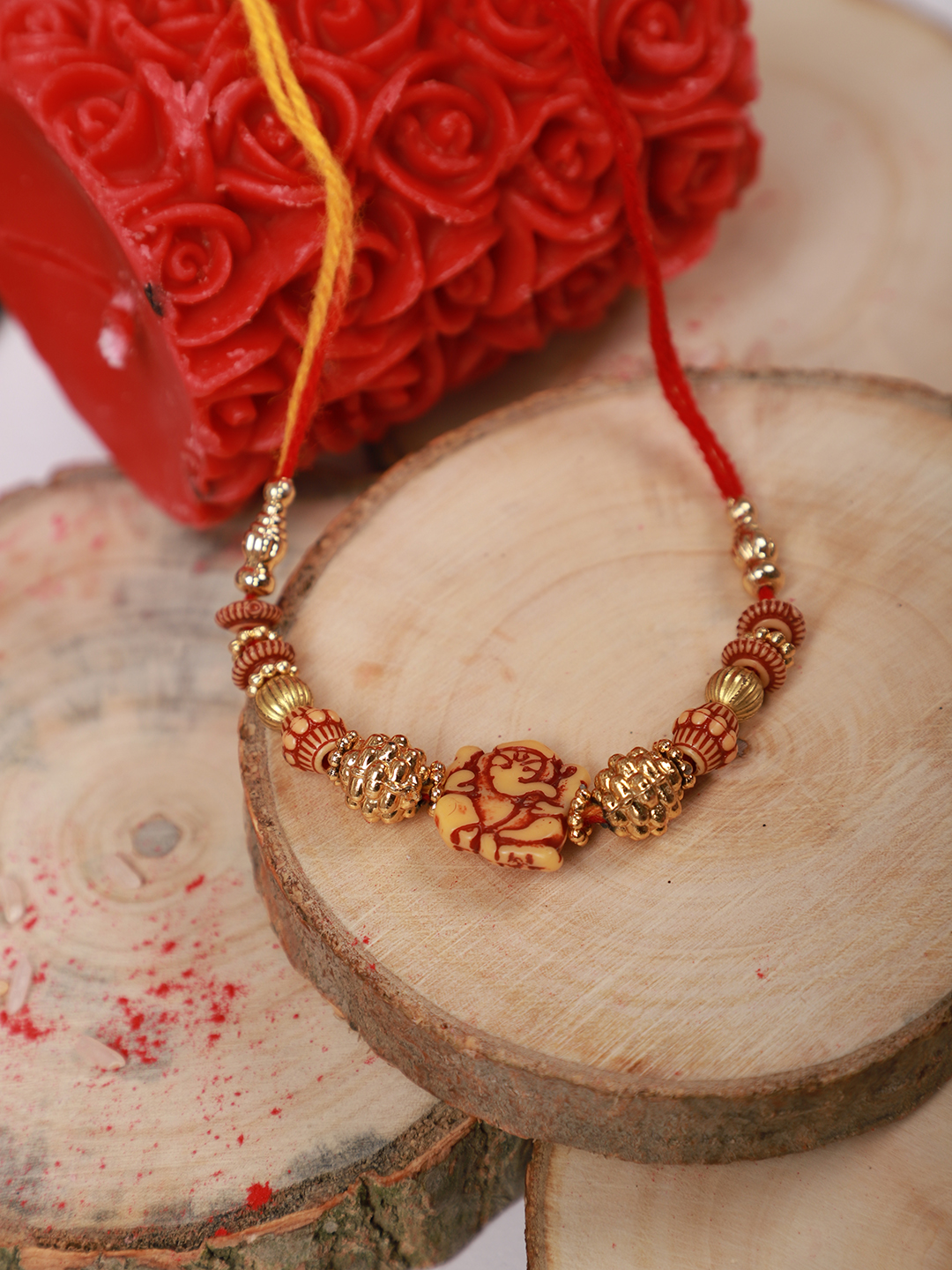 YouBella Designer Bracelet Rakhi and Greeting Card Combo Set for Brother Raksha Bandhan Gift for Brother (Style 1)